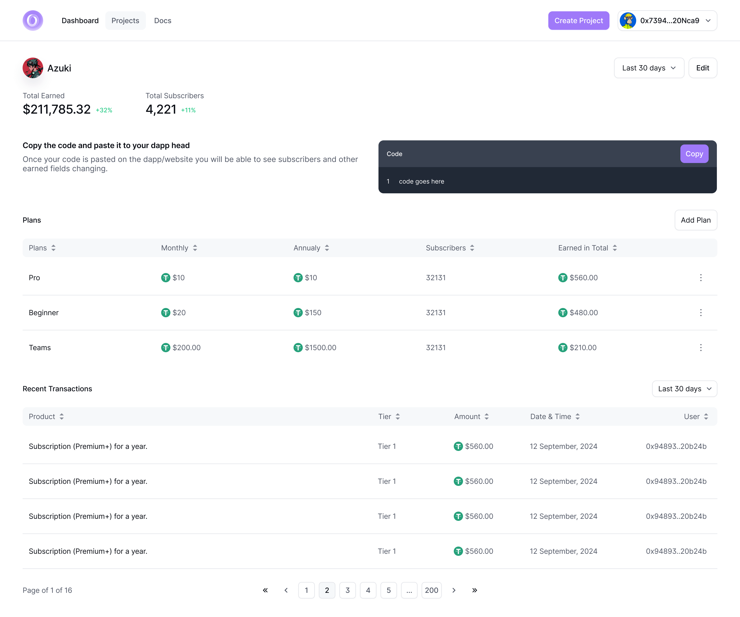 Metapayer plaftorm : Detail page